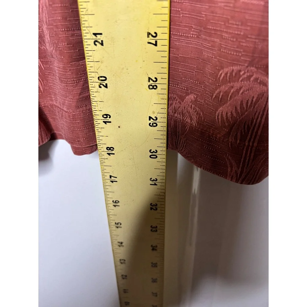 Tommy Bahama Mens Large Silk Palm Tree Jacquard Camp Shirt Terracotta‎ Rust